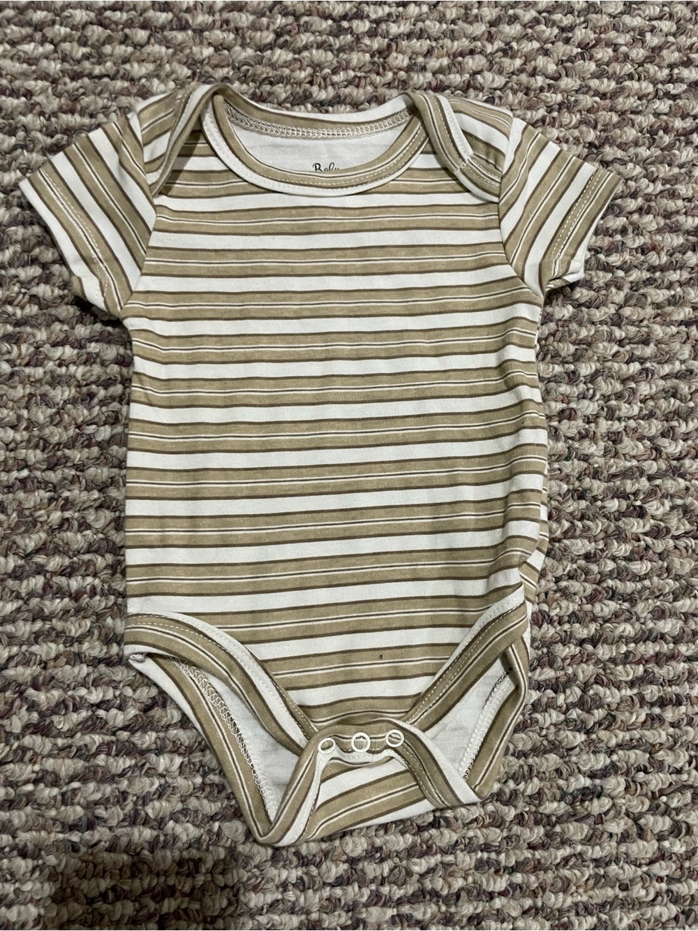 Baby Essentials Olive & Cream Striped Short-Sleeve Bodysuit